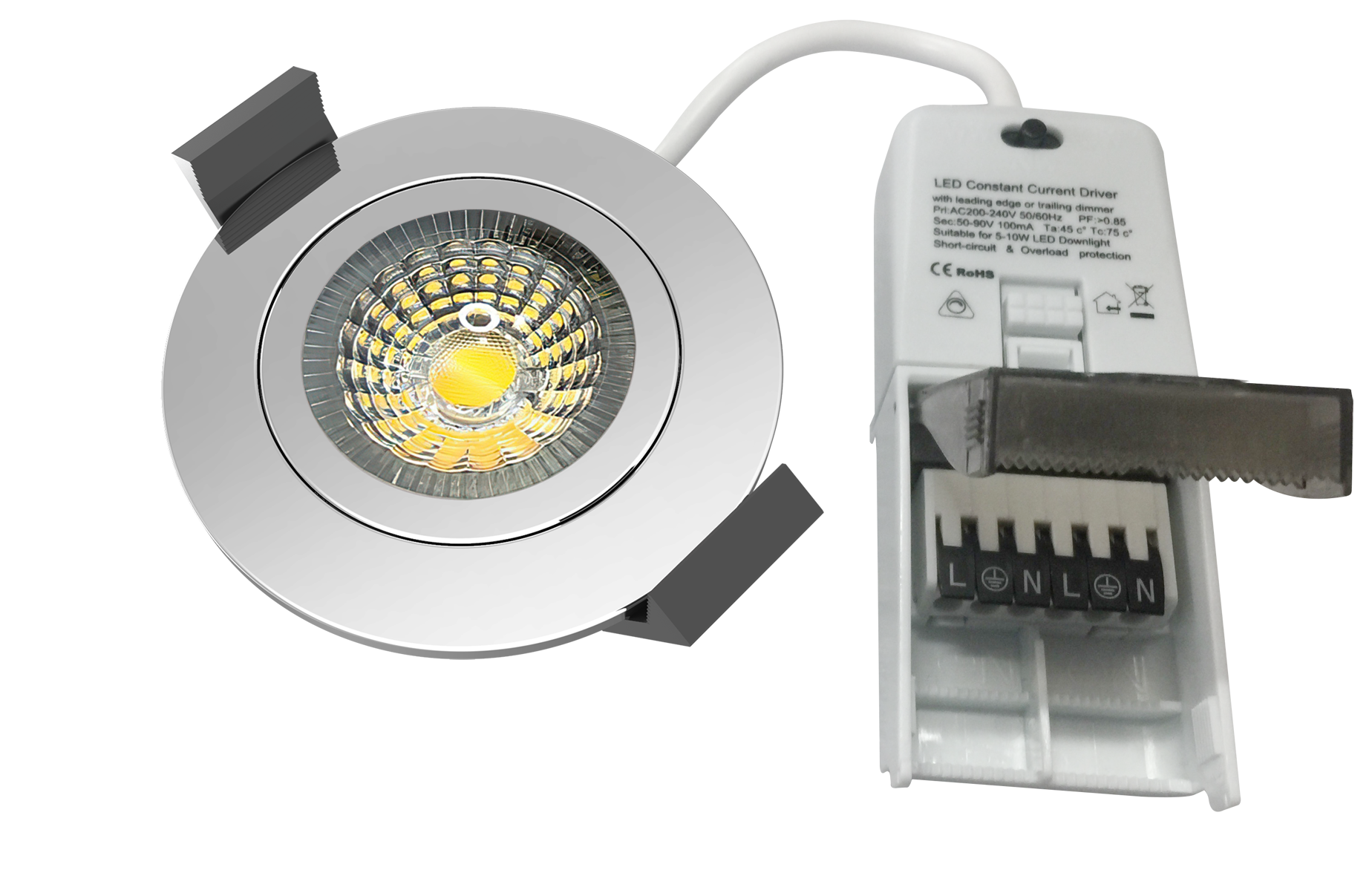 Jewel 7w CCT Fire Rated Directional IP65 Downlight Polished Chrome